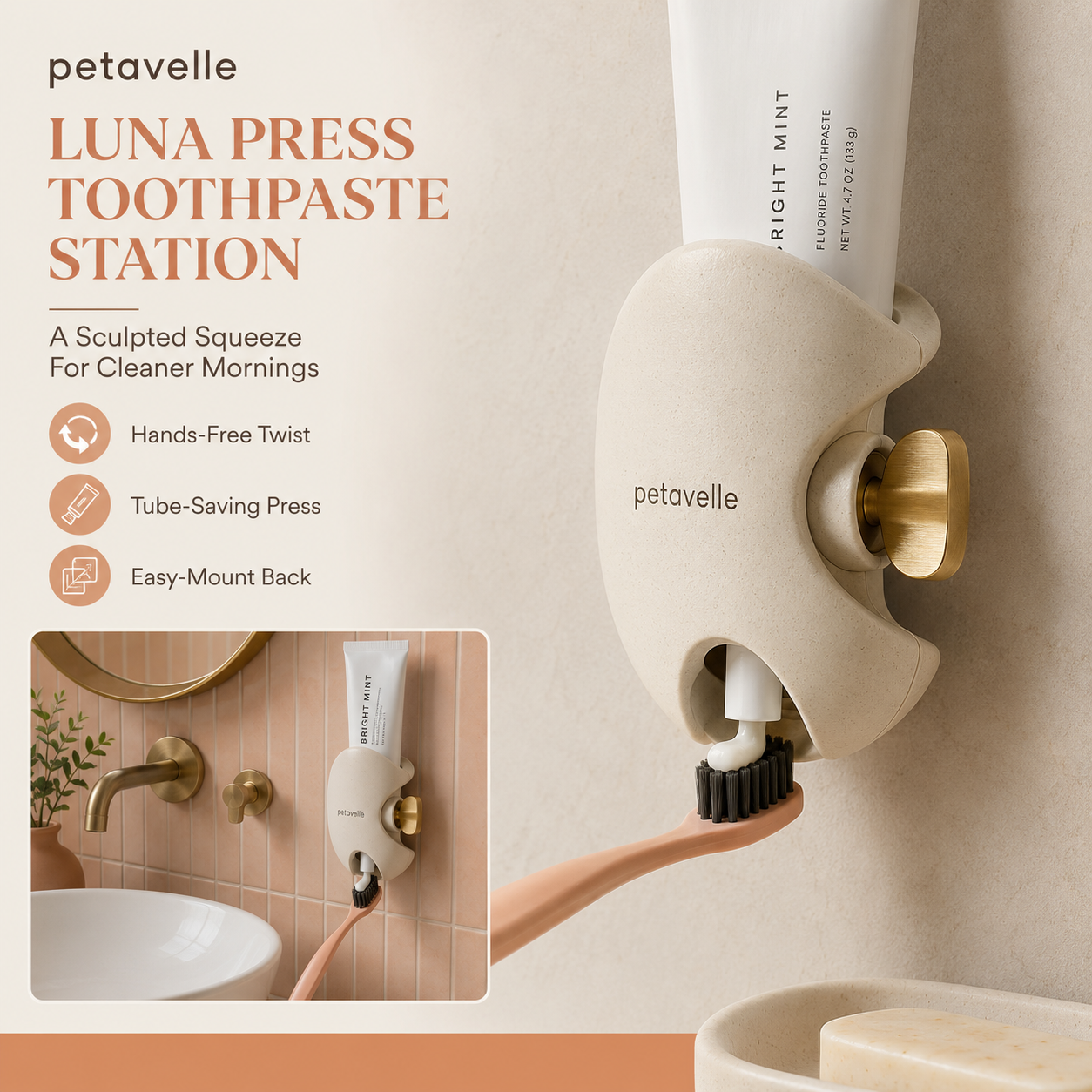 Petavelle™ Arcpress Wall-Mount Toothpaste Station