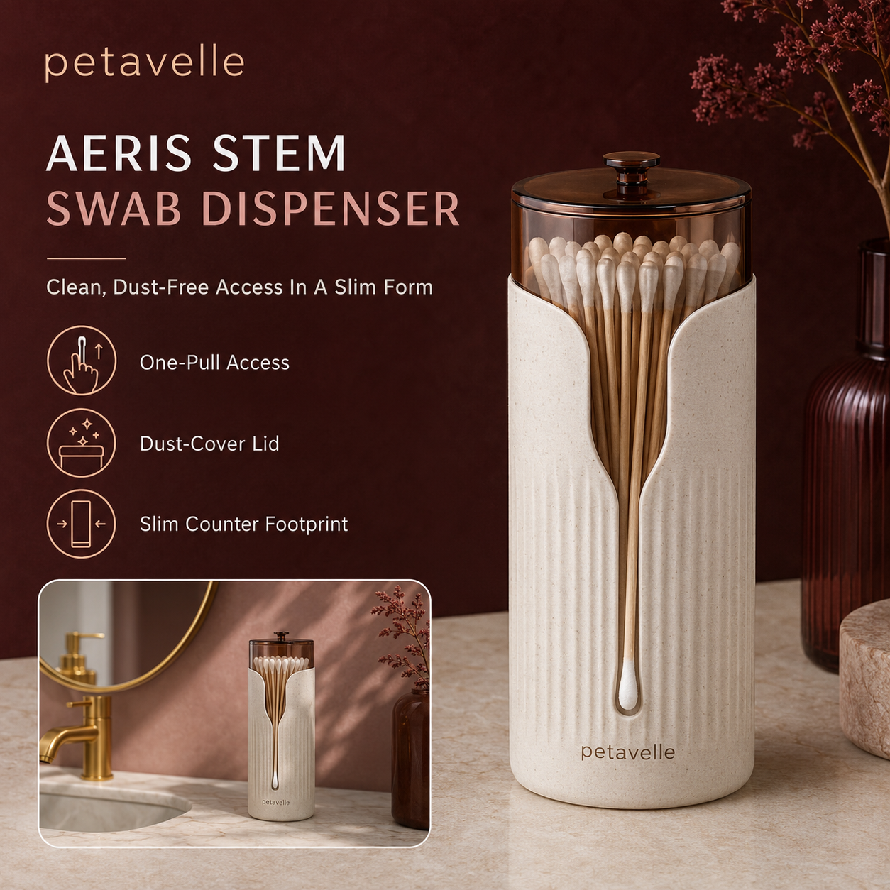 Petavelle™ Veilstem Cotton Swab Canister
