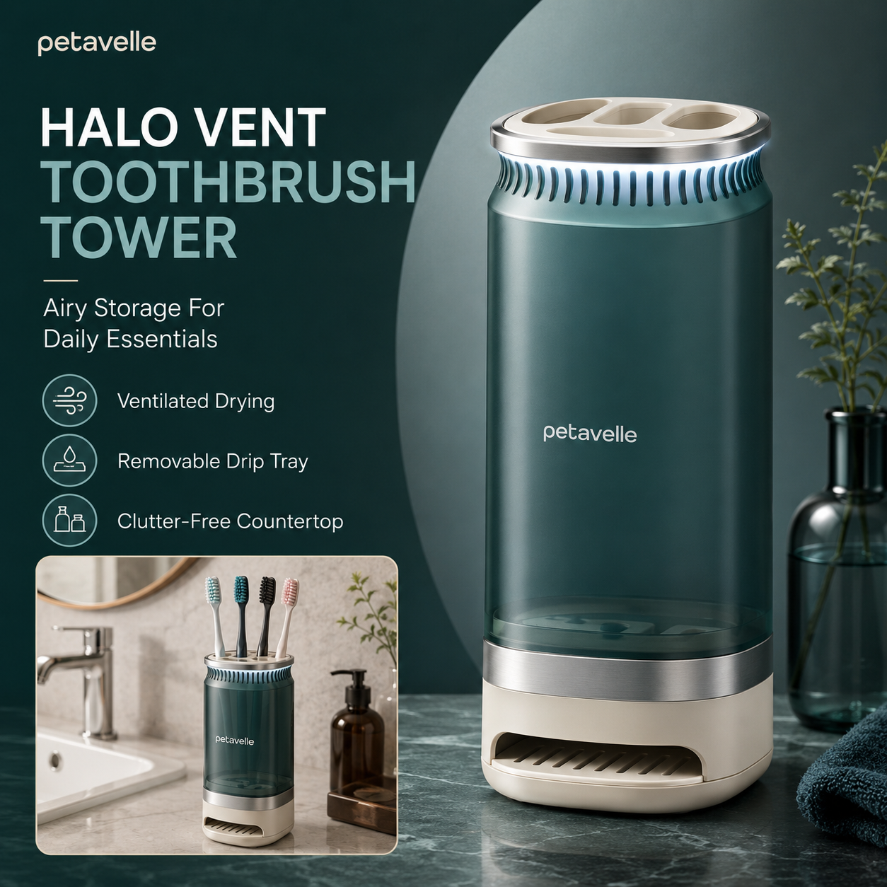 Petavelle™ Aervane Ventilated Toothbrush Tower