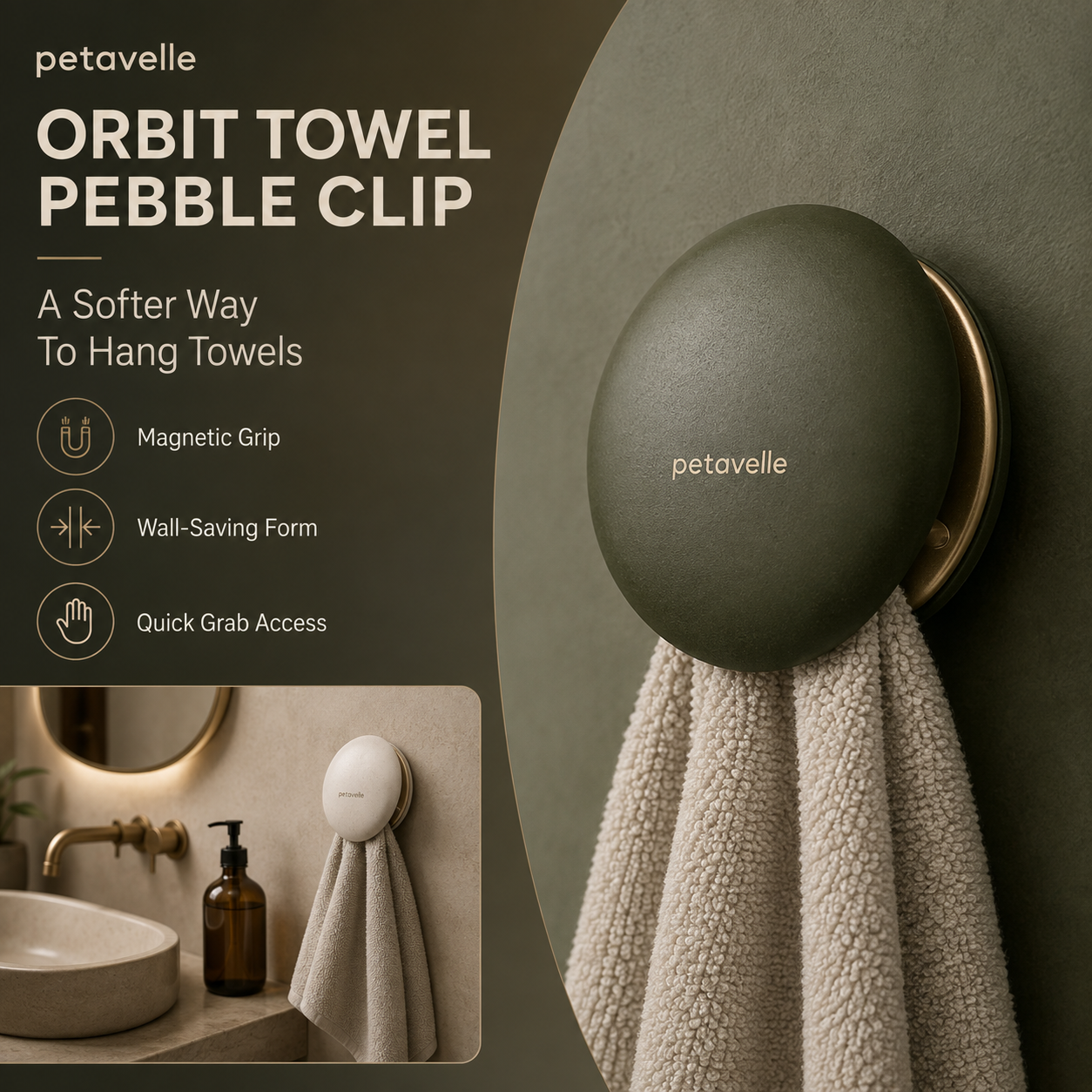 Petavelle™ Stonehalo Magnetic Towel Grip